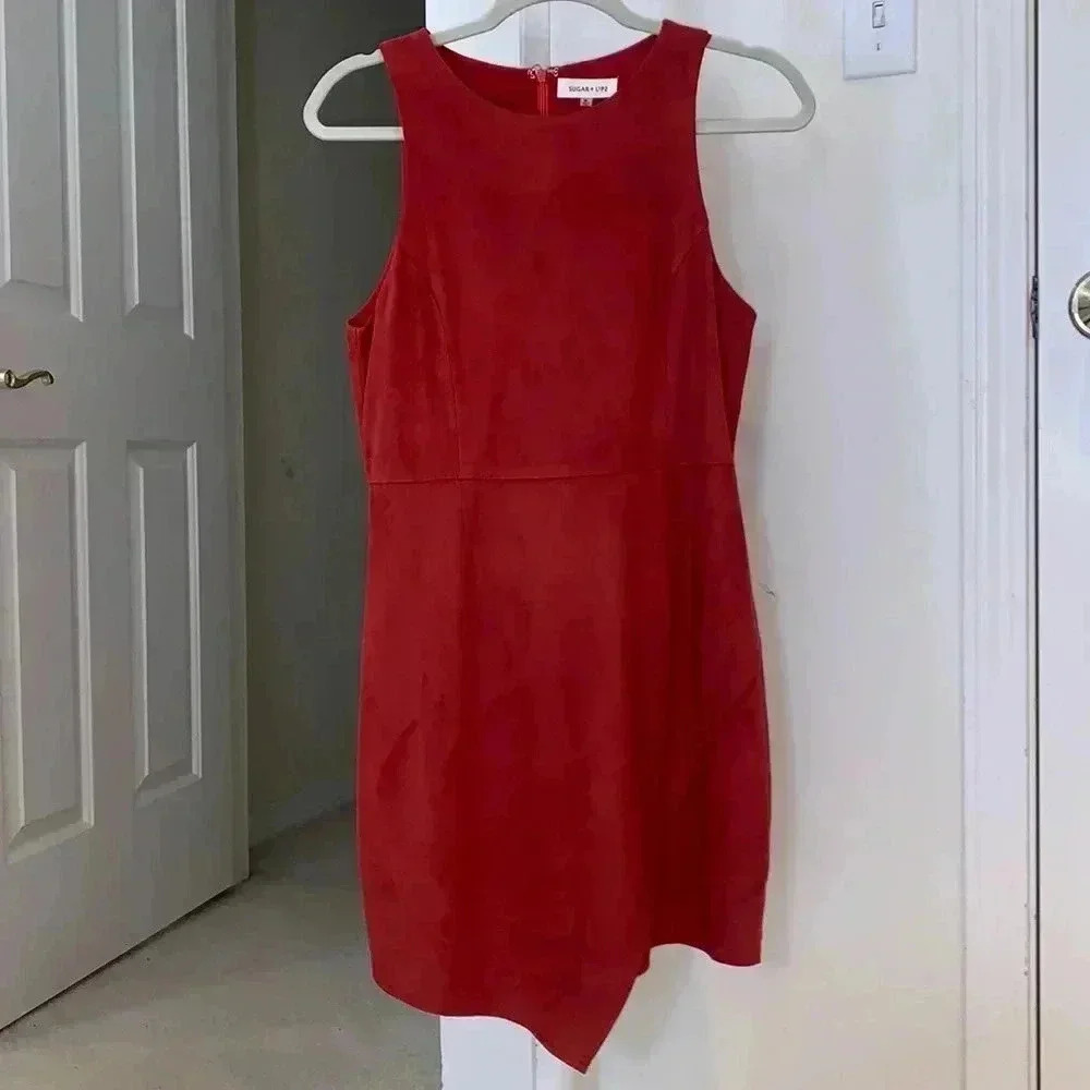 Dress in burnt orange suede